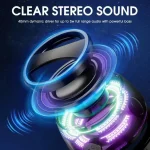 Mini Travel Stereo Speaker Outdoor Magnetic Bluetooth Speaker Wireless Portable with RGB Color Light and Phone Holder for IOS 4