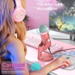 Haomuren USB Condenser Microphone Pink Studio Recording Mic for PC Mac Computer Phone Gaming Streaming Podcasting Laptop Desktop 3