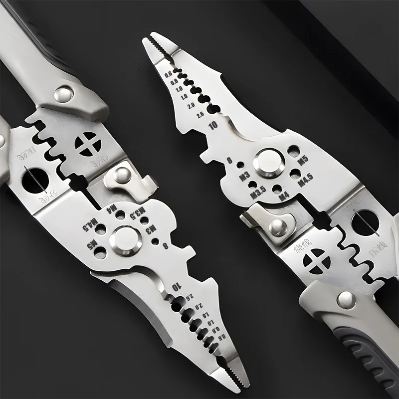 8.5 Inch Multi Functional Industrial Wire Stripper Cutter Crimper Heavy Duty Stainless Steel Electrical Pliers Ergonomic Grip 8.5 Inch Multi Functional Industrial Wire Stripper Cutter Crimper Heavy Duty Stainless Steel Electrical Pliers Ergonomic Grip