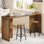 LITTLE TREE Bar Table, 63-Inch Counter Height Pub Table, Industrial Bar Height Table, Rectangular High Top Dining Counter Tables