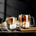1pc Double Wall Glass Coffee Cup with Handle 150-350ml Heat Resistant High Borosilicate Glass Mug for Cold Juice Milk Coffee 5
