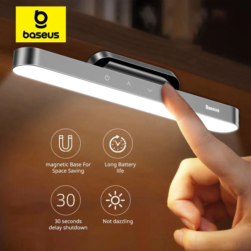 Baseus Night Light Hanging Magnetic LED Table Lamp Stepless Dimming Desk Lamp Rechargeable For Cabinet Bedroom Kitchen Light Baseus Night Light Hanging Magnetic LED Table Lamp Stepless Dimming Desk Lamp Rechargeable For Cabinet Bedroom Kitchen Light