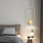Gold Pendant Light 10W Modern Rectangle Hanging Lamp Adjustable Cord 3.28ft for Dining Room Kitchen, Ceiling Mount Fixture 6