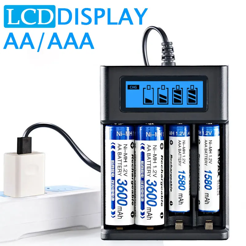 LCD Display AA / AAA Battery USB Charger 4 Slots For NI-MH /NI-CD AA AAA 1.2V Rechargeable Battery Indicator Battery Charger LCD Display AA / AAA Battery USB Charger 4 Slots For NI-MH /NI-CD AA AAA 1.2V Rechargeable Battery Indicator Battery Charger