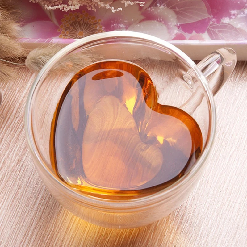 Heart Love Shaped Glass Mug Couple Cups Double Glass Cup Heat-Resisting Wine Glasses Tea Mugs Milk Espresso Coffee Cup Drinkware Heart Love Shaped Glass Mug Couple Cups Double Glass Cup Heat-Resisting Wine Glasses Tea Mugs Milk Espresso Coffee Cup Drinkware