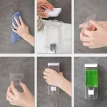 Homefish Perforated Manual Press Soap Dispenser Wall Mounted Traceless Disinfectant Bottle Bathroom Transparent Soap Dispenser 5
