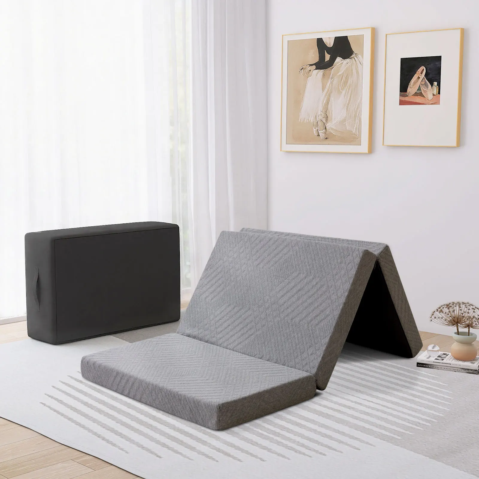 Hcore Folding Mattress, 4 Inch Foldable Memory Foam Mattress with Bag, Portable Mattress Topper for Floor, Camping, Guest Hcore Folding Mattress, 4 Inch Foldable Memory Foam Mattress with Bag, Portable Mattress Topper for Floor, Camping, Guest