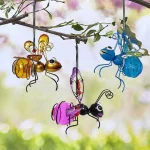 Solar Iron Insect Statue With LED Fairy Light Outdoor Waterproof Hanging Tree Ornament For Fence Yard Courtyard Garden Art Decor 4