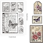1pc Vintage Butterfly Text Clear Rubber Stamps for Journaling Card DIY Scrapbooking Photo Frame Album Decor 6.3 x 4.3inch 2