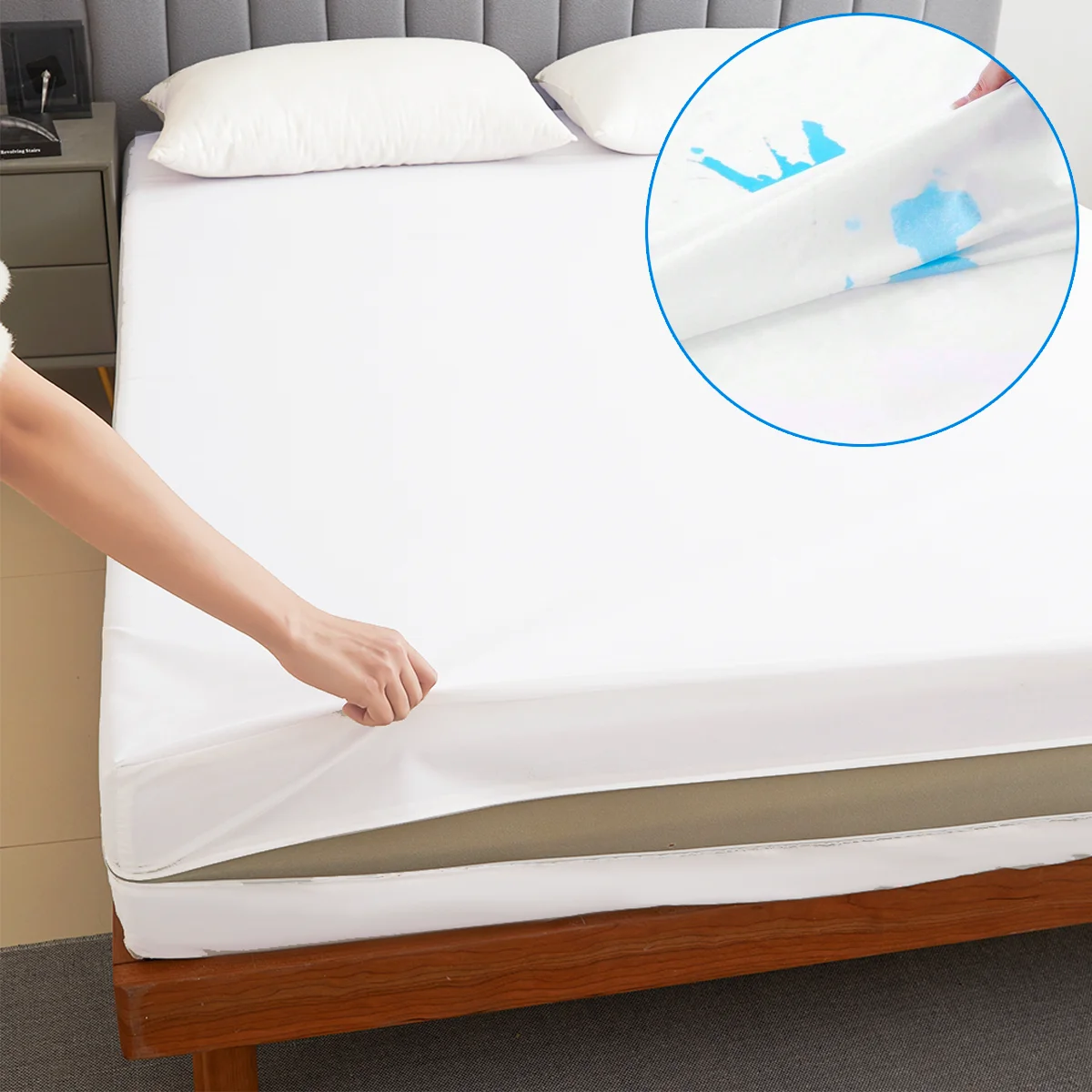 Waterproof Mattress Protector with Zipper Soft & Breathable & Noiseless Antibacterial, Anti-mite Mattress Cover , Queen/King Waterproof Mattress Protector with Zipper Soft & Breathable & Noiseless Antibacterial, Anti-mite Mattress Cover , Queen/King
