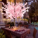 Artificial Cherry Trees Indoor Decor: Handmade Natural Fake Cherry Blossom Pink Tree Outdoor For Party Wedding Christmas 3