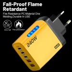 240W GaN USB C Charger 5 in 1 Fast Charging Phone Charger Power Adapter For iPhone Samsung Xiaomi Type C EU/US Plug Wall Charger 2