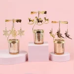 Hot Rotating Candle Stick Holder Candlestick Home Decoration Hallowmas Christmas Gift Party Room Decor Carousel Candle Stand