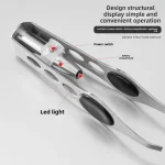 1pcs Hot Sales Portable Stainless Steel Button Cell Smart Design Eyebrow Hair Remove Tweezer with LED Light Makeup Tool 4