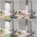 Stainless Steel Kitchen Faucet, Hot and Cold Mixing Tap, 4-Spray Modes Kitchen Faucet (Suitable for Farmhouse Kitchens, RVs, Lau 2