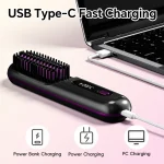 Rechargeable Hair Straightener Brush, Ionic Straightening Comb with 20s Fast Heating, 3 Temp Settings & Auto-Off for Home Salon 6