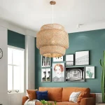 30cm Modern Bamboo Pendant Light Hand Woven Bamboo Art Chandelier Dining Room Lantern Chandelier Bedroom Dining Room Lamp 5