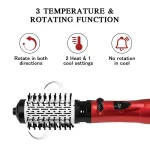 Rotating Hair Dryer Brush Electric Blow Drier Comb Hot Air Straightener Curler Iron One Step 2 Gears Blower Replaceable 2 Heads 3