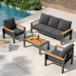 5-Seat Outdoor Sectional Patio Set with Coffee Table, Upgraded Cushions for Backyard, Garden & Poolside