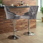 Luxury Velvet Swivel Bar Stools with Lion Knocker Upholstered Dining Chairs for Home Bar Table 3