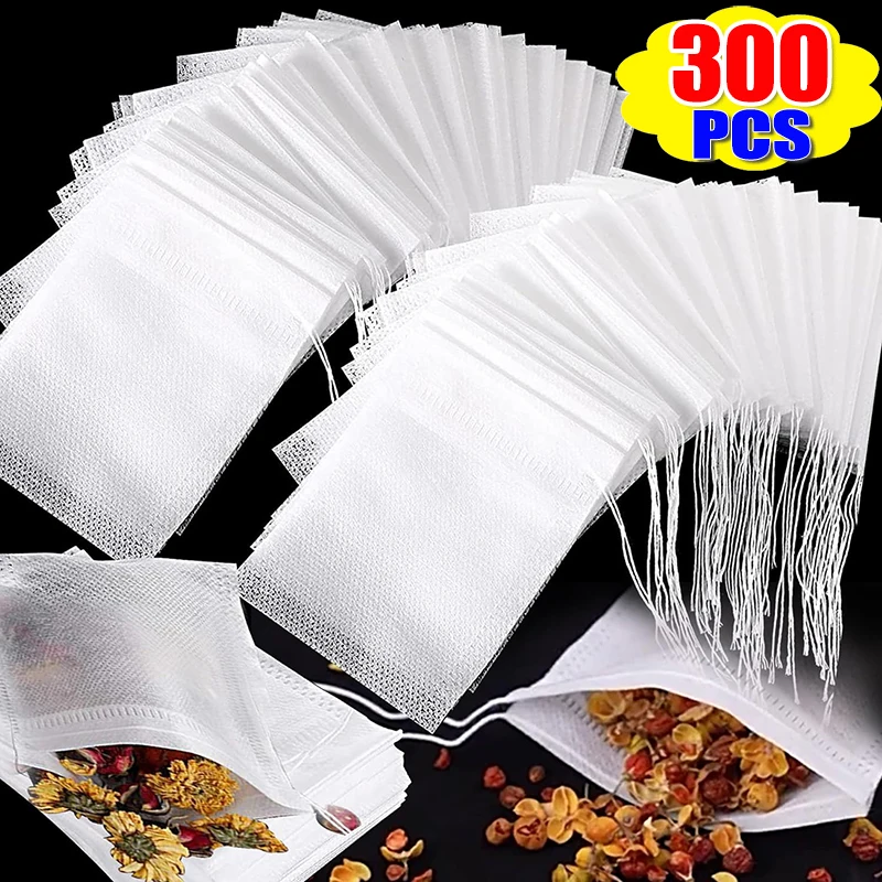 300/50PCS Disposable Tea Bags Non-woven Fabric Drawstring Tea Infuser Spice Loose Tea Coffee Seal Filter Mesh Bag Kitchen Tools 300/50PCS Disposable Tea Bags Non-woven Fabric Drawstring Tea Infuser Spice Loose Tea Coffee Seal Filter Mesh Bag Kitchen Tools