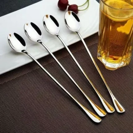 6PCS  Coffee Spoon Long Handle Ice Cream Dessert Tea Spoon For Picnic Drinkware Tableware Kitchen Set Supply