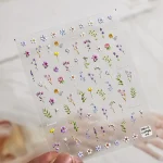 1pc Flower Nail Stickers Summer Floral Leaf Plant 5D Embossed Nail Slider Decals Self-Adhesive Nail Art Supplies Manicure Decor 6