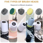 USB Electric Rotary Scrubber Cleaning Brush,With 5 Brush Head Electric cleaning brush,For ,Kitchen,Bathtub Tile Scrubber 5