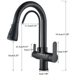 Purification Water Kitchen Faucet Black 360° Rotating Filter Water Faucets Pull Out Sprayer 3 Ways Hot Cold Water Mixer Tap 4