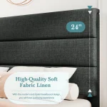 HOOMIC Bed Frame with Headboard, Fabric Platform Bed, Strong Wood Slats Support Panel Bed Mattress Foundation Allewie 3