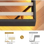 Bed Frame, with Type-C Charging Station& Hidden Storage Headboard, King RGB Floating Platform Bed, Bed Frame 3