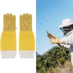1 pair Beekeeping Gloves Protective Sleeves Breathable Long mesh sheepskin gloves for Apiculture beekeeping Equipment 6