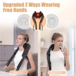 Masgre Shiatsu Back Neck Massager Cordless Shoulder Massager with Heat Electric Deep Tissue 3D Kneading Massage Pillow 3