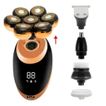Men 7D Floating Men Electric Shaver Wet Dry Beard Hair Trimmer Electric Razor Rechargeable Bald Head Shaving Machine LCD Display 4