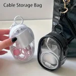 Portable Mini Clear Zipper Storage Bag - Space-Saving Organizer for Earphones & Chargers, Versatile with Handy Keychain Loop