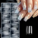 120 Pieces of Transparent Coffin/Almond/Fine High Heels/椭圆形/Square/Other Shape Style Boxed Nails, 12 Sizes Full Coverage Acrylic Pressure-Stick Nails, Suitable for Home DIY Manicure, Art and Manicure Salon Use or Gifts for Women's Nail Care Essential Christmas Nails 6