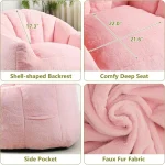 Giant Bean Bag Chair, Comfortable for All Ages, Ideal for Living Room, Bedroom, or Floor Sofa, Pink 4