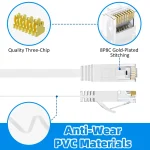 Cat 6 Ethernet Cable Flat Internet Network Cables Cat6 Ethernet Patch Cable Short White Computer LAN Cable with Snagless RJ45 3