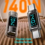 USB 4 Type C Adapter 40Gbps 140W 90 Degree USB C Adapter for Thunderbolt 4 3 Cable Connector Right Angle U Shape Digital Display 3