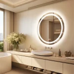 LUVODI Round Smart Mirror Bathroom Illuminate Waterproof Wash Basin Shower Vanity Mirror with Touch Screen 2