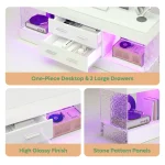Modern 60 Inch TV Stand for 65/60/55+ TV, High Gloss White Entertainment Center with 2 Drawers & LED Lights for Living Room 3