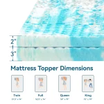 Hcore Mattress Topper, 5-Zone Memory Foam Mattress Topper, Cooling Gel Mattress Topper, Topper for Pressure Relieve, Blue 5