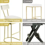 2Pcs Counter Height Bar Stools Set with Back Metal Frame & Upholstered Seat Tall Barstools for Kitchen Island, Home Dining Room 4