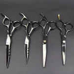 Japan 440C Titanium Qlating Barber Professional Scissors for Hairdresser 5.5 / 6.0 Cutting Thinning Black Hair Scissor Shears 3