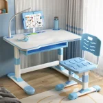 Kids Study Desk Chair Set Height Adjustable Children Writing Table with Reading Stand LED Table Light Bedroom Kid Learning Table 3