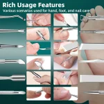 10pcs Stainless Steel Pedicure Tool Set Professional Foot Care  Exfoliator for Smooth Light Beige,Portable Travel Case Included 6