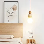 Cream Style Pendant Lamp Bedroom Bedside Led Chandelier Stone Wood Light Designer Bauhaus Medieval Restaurant Bar Small Lights 5