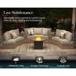 11-Piece Outdoor Wicker Sectional Sofa Set with Storage Wedge Table, Weather-Resistant for Patio, Garden, or Deck, Beige 2