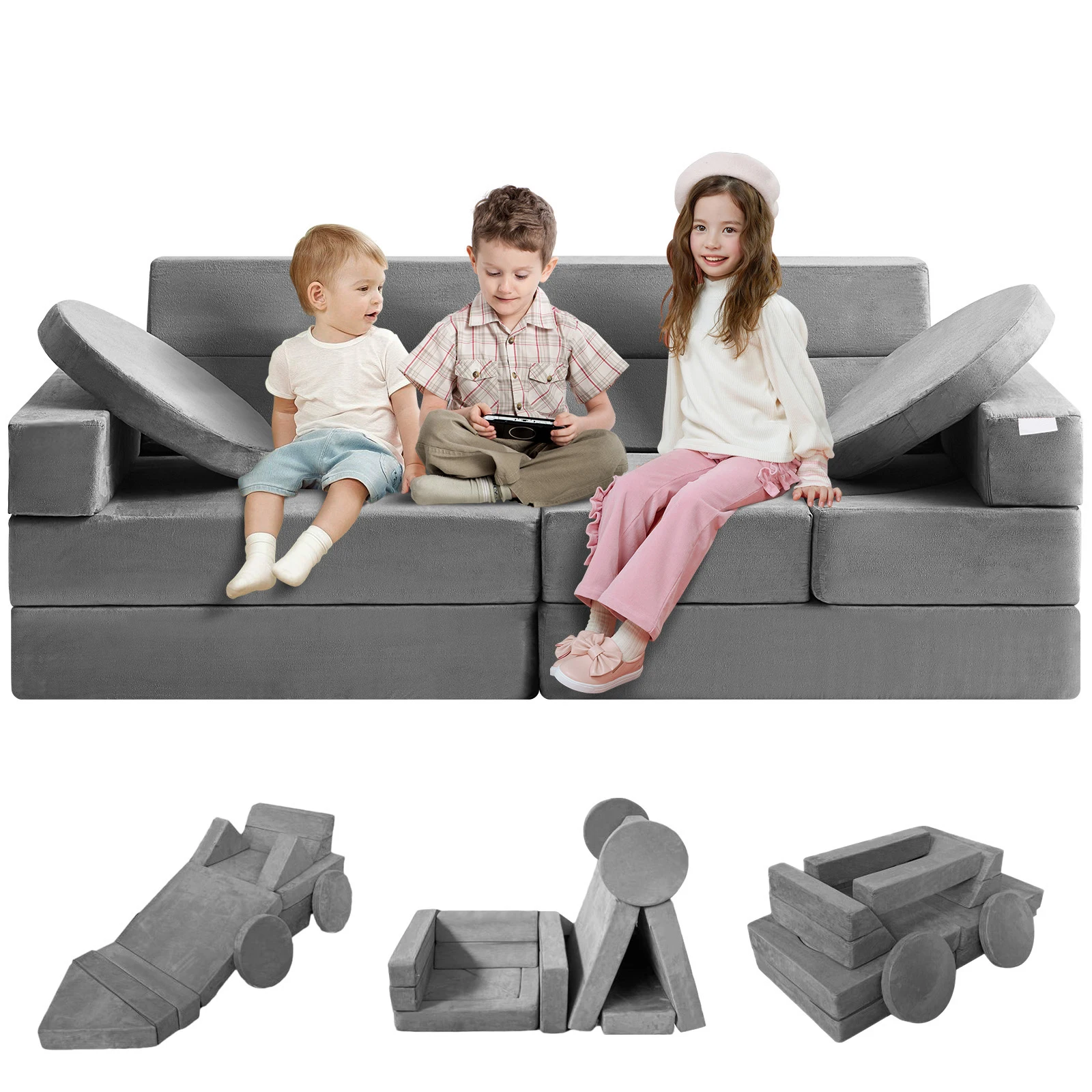 SucceBuy Play Couch Kids Sofa Toddler Foam Sofa Couch w/ High-density 25D Sponge for Playing Creativing Sleeping Kids Furniture SucceBuy Play Couch Kids Sofa Toddler Foam Sofa Couch w/ High-density 25D Sponge for Playing Creativing Sleeping Kids Furniture