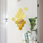 12PCS/Lot Geometric Solid Hexagonal Mirror Wall Stickers DIY With Built-in Adhesive and Removable Home Decoration 3